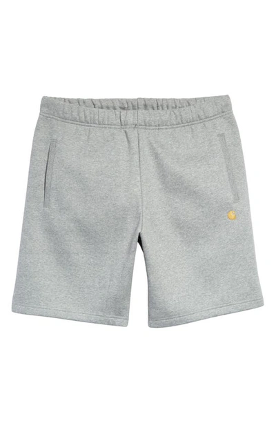 Shop Carhartt Chase Sweat Shorts In Grey Heather / Gold