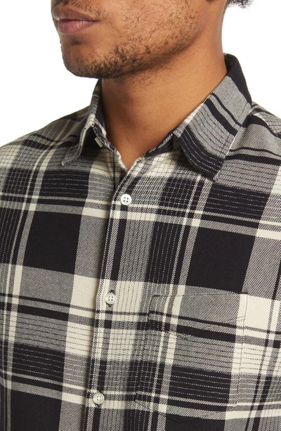 Shop Officine Generale Giacomo Plaid Cotton Twill Button-up Shirt In Black/ Ecru