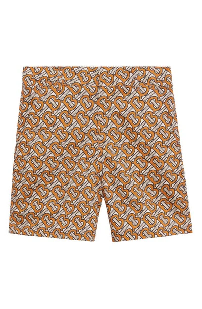 Shop Burberry Kids' Rino Monogram Print Cotton Shorts In Bright Orange Ip Ptn