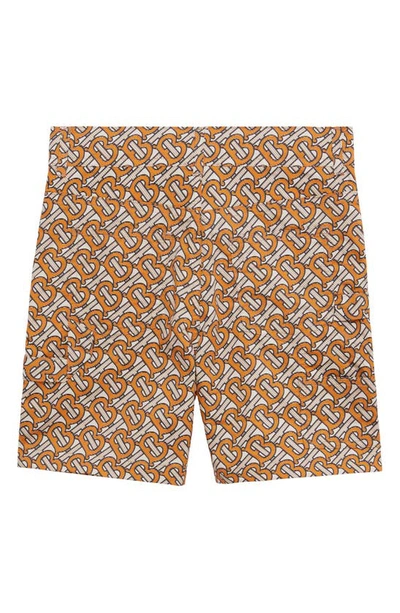 Shop Burberry Kids' Rino Monogram Print Cotton Shorts In Bright Orange Ip Ptn