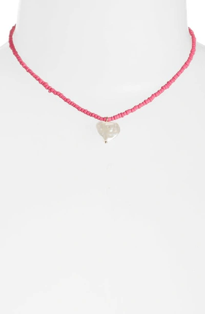 Shop & Other Stories Heart Pendant Beaded Choker Necklace In Multi