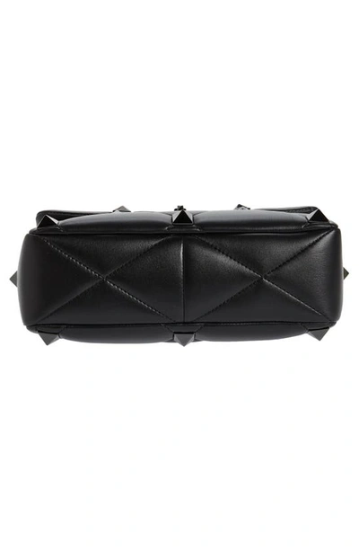 Shop Valentino Large Roman Stud Quilted Lambskin Leather Shoulder Bag In Nero
