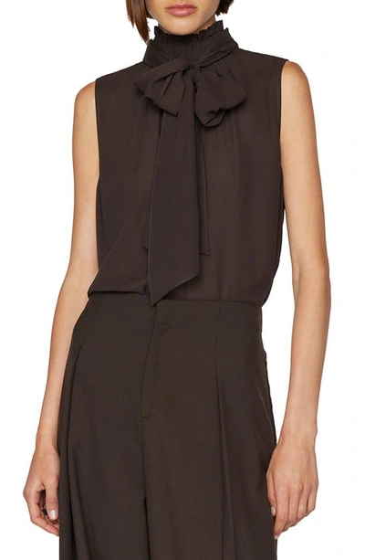 Frame Sleeveless Bow Blouse In Americano