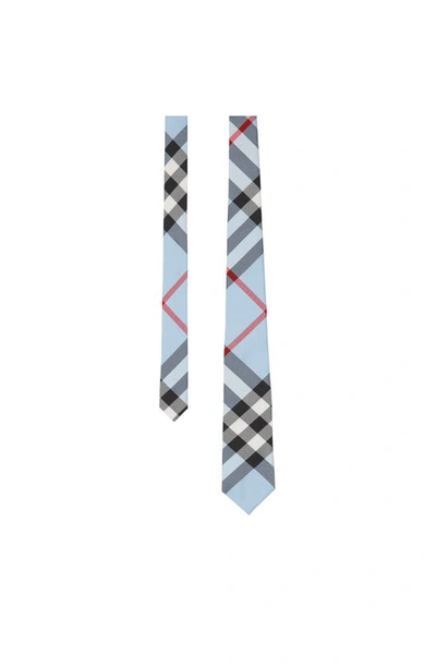 Shop Burberry Manston Check Silk Tie In Pale Blue Ip Check