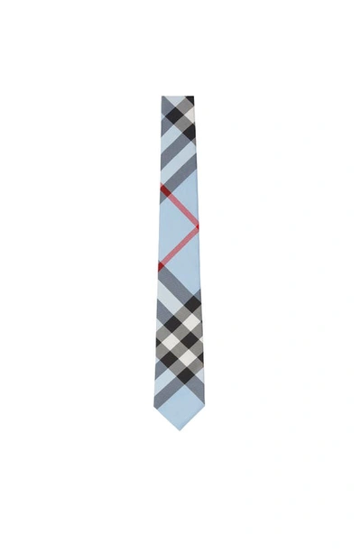 Shop Burberry Manston Check Silk Tie In Pale Blue Ip Check