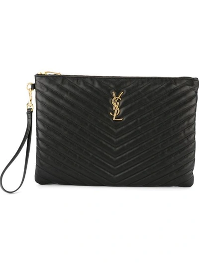 Saint Laurent Jolie Black Leather Clutch