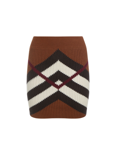 Shop Burberry Kiri Skirt In Dark Birch Brown