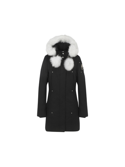 Shop Moose Knuckles Parka Stirling Coat In Black/natural