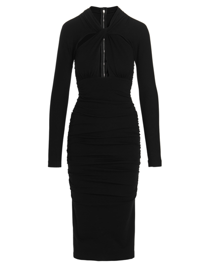 Shop Dolce & Gabbana Cut-out Draped Dress In Black