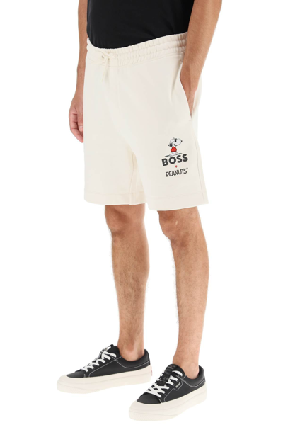 Shop Hugo Boss Boss Peanuts Sweatshorts In White