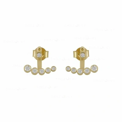 Pre-owned J.o.n 14k Gold Genuine Diamond Jacket Stud Earrings Fine Jewelry In Yellow