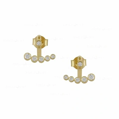 Pre-owned J.o.n 14k Gold Genuine Diamond Jacket Stud Earrings Fine Jewelry In Yellow