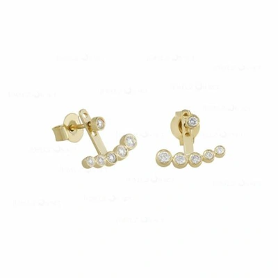 Pre-owned J.o.n 14k Gold Genuine Diamond Jacket Stud Earrings Fine Jewelry In Yellow