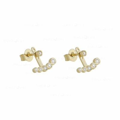 Pre-owned J.o.n 14k Gold Genuine Diamond Jacket Stud Earrings Fine Jewelry In Yellow