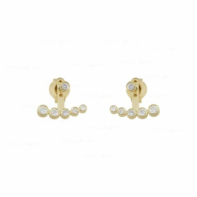 Pre-owned J.o.n 14k Gold Genuine Diamond Jacket Stud Earrings Fine Jewelry In Yellow