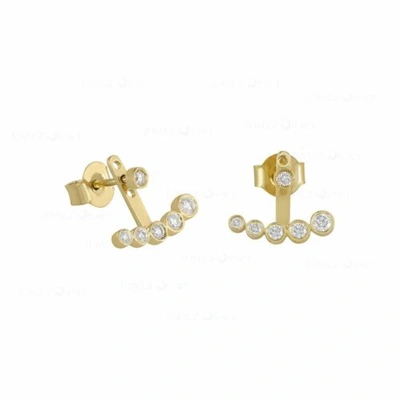Pre-owned J.o.n 14k Gold Genuine Diamond Jacket Stud Earrings Fine Jewelry In Yellow