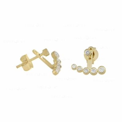Pre-owned J.o.n 14k Gold Genuine Diamond Jacket Stud Earrings Fine Jewelry In Yellow