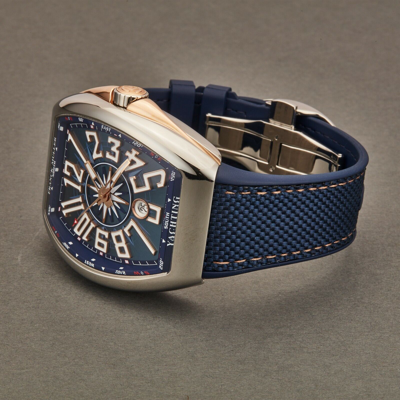 Pre-owned Franck Muller Men's Vanguard Yachting Blue Strap Automatic Watch 45scyachtblu5n