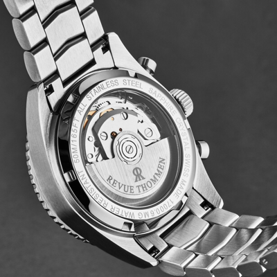 Pre-owned Revue Thommen 17000.6137 'aviator' Stainless Steel Chronograph Automatic Watch