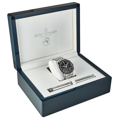 Pre-owned Revue Thommen 17000.6137 'aviator' Stainless Steel Chronograph Automatic Watch