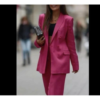 ZARA Fuchsia Double Breasted Tailored Coat XS S M L Bright Pink