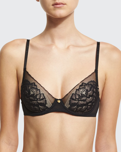 Shop Natori Flora Contour Underwire Bra In Black