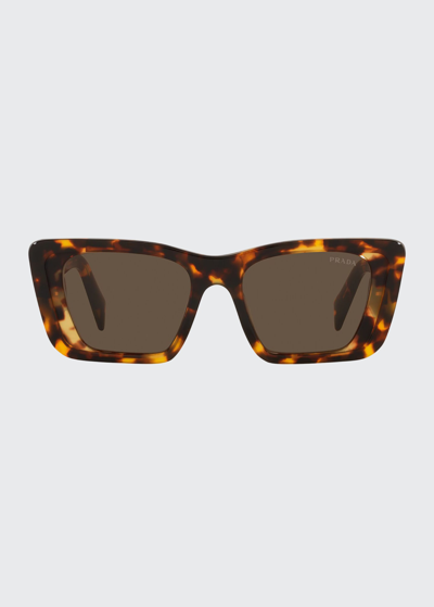Shop Prada Marble Acetate Butterfly Sunglasses In Brown Pattern