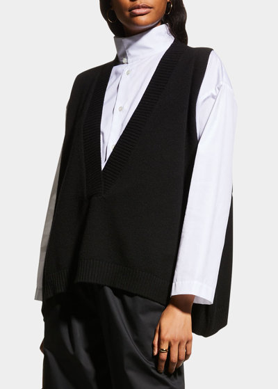 Shop Eskandar Deep-v Cashmere Vest In Black