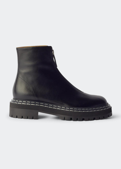 Shop Proenza Schouler Leather Lug-sole Zip Boots In Black