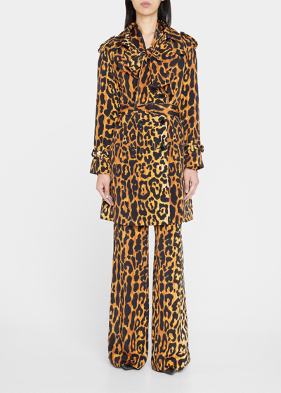 Shop Libertine Leopardo Double-breasted Trench Coat