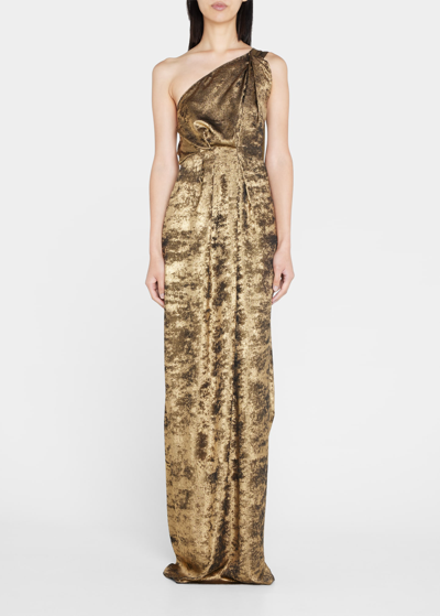 Shop Libertine Pyrite One-shoulder Gown In Gold
