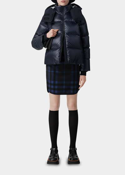 Shop Burberry Ganton Logo-print Puffer Jacket In Coal Blue