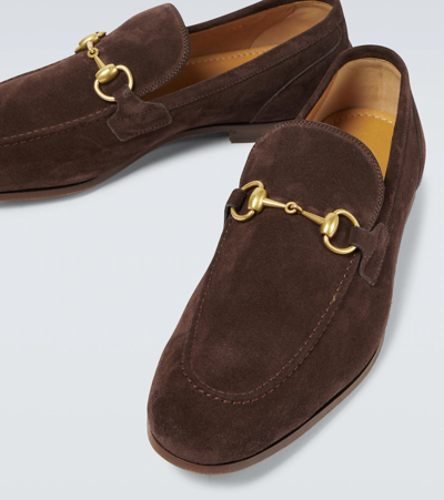 Gucci Jordaan Suede Loafers In Cocoa