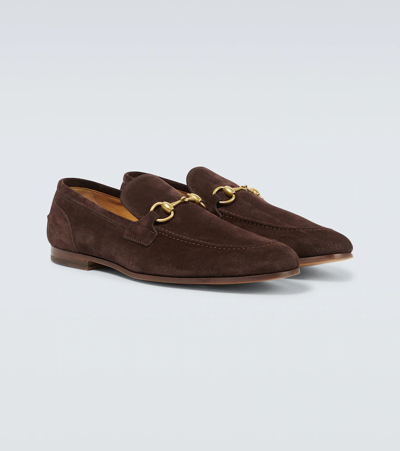 Shop Gucci Jordaan Suede Loafers In Cocoa