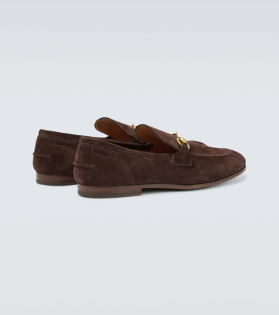 Shop Gucci Jordaan Suede Loafers In Cocoa