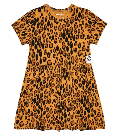 Shop Mini Rodini Leopard-print Jersey Dress In Beige
