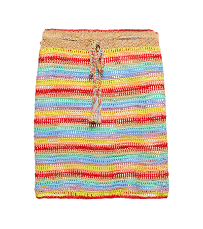 Shop Anna Kosturova Crocheted Miniskirt In Summer Stripe