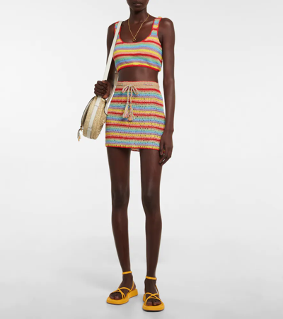 Anna Kosturova Striped Crocheted Cotton Crop Top In Summer Stripe