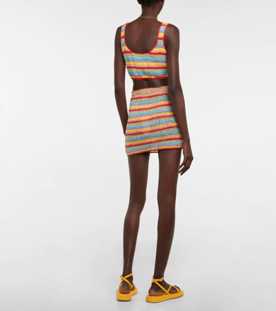 Anna Kosturova Striped Crocheted Cotton Crop Top In Summer Stripe