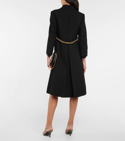 Shop Gucci Chain-embellished Tweed Coat In Black/mix