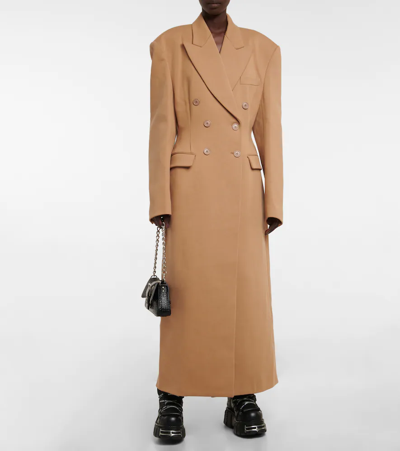 Shop Vetements Molton Double-breasted Coat In Camel