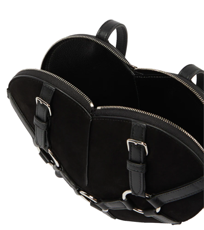 Shop Alaïa Le Caur Embellished Leather Shoulder Bag In Noir