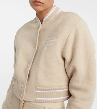 Shop Givenchy Cropped Wool Bomber Jacket In Beige/white
