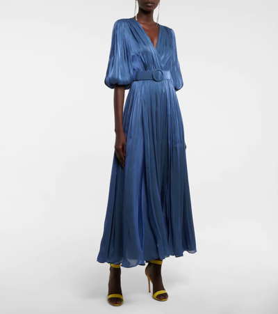 Shop Costarellos Brennie Iridescent Georgette Gown In Deep Blue