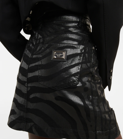 Shop Dolce & Gabbana Zebra-print Denim Miniskirt In Variante Abbinata