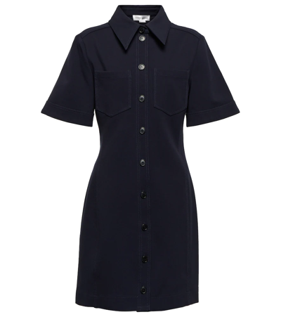 Shop Victoria Beckham Shirt Minidress In Dark Navy