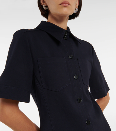 Shop Victoria Beckham Shirt Minidress In Dark Navy