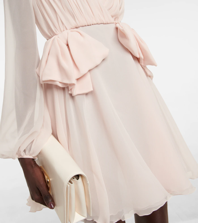 Shop Giambattista Valli Bow-detail Ruched Minidress In Quartz Rose