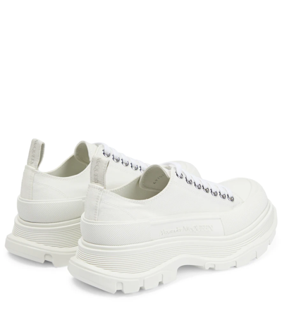 Alexander Mcqueen Tread Slick Canvas Exaggerated-sole Sneakers In White/whit