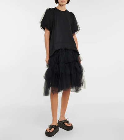 Shop Simone Rocha Tulle Miniskirt In Black